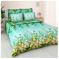 Постельное белье 2-спальное Letto B250 70х70 бязь голубой/ромашки
