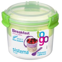 Sistema Контейнер круглый двухуровневый с ложкой TO GO 21355 зеленый