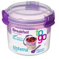 Sistema Контейнер круглый двухуровневый с ложкой TO GO 21355 фиолетовый