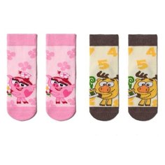 Носки Брестские комплект из 2 пар, размер 13-14, 247 бл.розовый/544 св.желтый