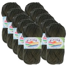 Пряжа Alpina Xenia, 100 % хлопок, 50 г, 240 м, 10 шт., №514 т.оливковый
