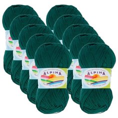 Пряжа Alpina Xenia, 100 % хлопок, 50 г, 240 м, 10 шт., №072 т.зеленый
