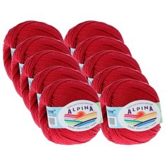 Пряжа Alpina Rene, 100 % хлопок, 50 г, 150 м, 10 шт., №020 бордовый