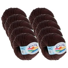 Пряжа Alpina Rene, 100 % хлопок, 50 г, 150 м, 10 шт., №229 коричневый