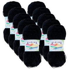 Пряжа Alpina Xenia, 100 % хлопок, 50 г, 240 м, 10 шт., №002 черный