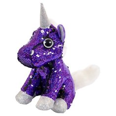 Мягкая игрушка ABtoys Единорог с пайетками фиолетовый-черный 15 см