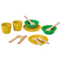 Набор посуды PlanToys 3605 желтый/зеленый/бежевый