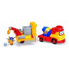 Трансформер Auldey SUPER WINGS Рэми с мини Донни (команда Строителей) желтый/красный