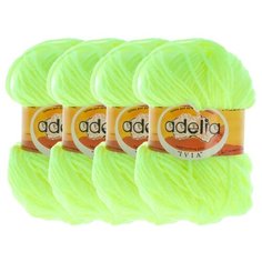 Пряжа Adelia Ivia, 100 % акрил, 62 г, 150 м, 4 шт., №108 неон.желтый