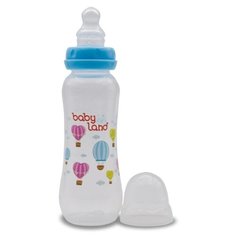Baby Land Бутылочка антиколиковая с узким горлом, соска ортодонтическая, 240 мл с 6 мес., голубой