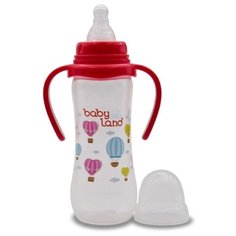 Baby Land Бутылочка антиколиковая с ручками, соска классическая, 240 мл с 6 мес., красный