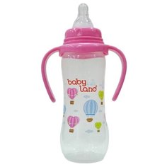 Baby Land Бутылочка антиколиковая с ручками, соска классическая, 240 мл с 6 мес., розовый