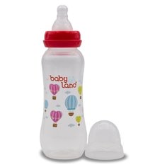 Baby Land Бутылочка антиколиковая с узким горлом, соска классическая, 240 мл с 6 мес., красный