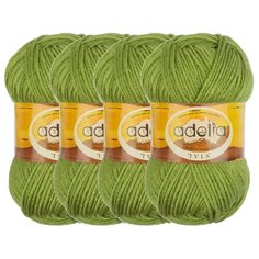 Пряжа Adelia Ivia, 100 % акрил, 62 г, 150 м, 4 шт., №157 молодая зелень