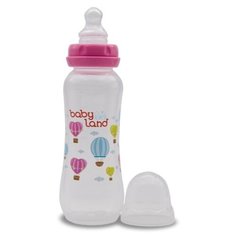 Baby Land Бутылочка антиколиковая с узким горлом, соска ортодонтическая, 240 мл с 6 мес., розовый