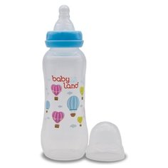 Baby Land Бутылочка антиколиковая с узким горлом, соска классическая, 240 мл с 6 мес., голубой