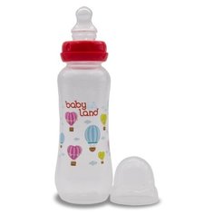 Baby Land Бутылочка антиколиковая с узким горлом, соска ортодонтическая, 240 мл с 6 мес., красный
