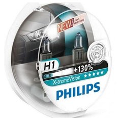 Лампа автомобильная галогенная Philips X-Treme Vision 12258XVS2 H1 12V 55W 2 шт.