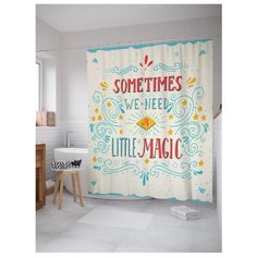 Штора для ванной JoyArty Иногда нужна магия 180х200 бежевый/голубой