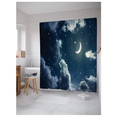 Штора для ванной JoyArty Звездное сияние месяца 180х200 синий