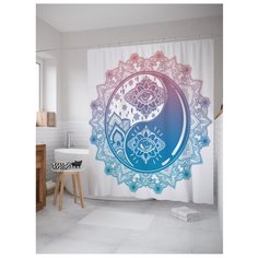 Штора для ванной JoyArty Цветочный Инь и ян с глазами 180x200 разноцветный