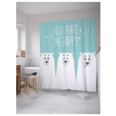 Штора для ванной JoyArty Делаешь меня счастливым 180x200 голубой/белый