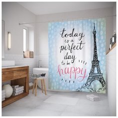 Штора для ванной JoyArty Идеальный день быть счастливым 180х200 голубой