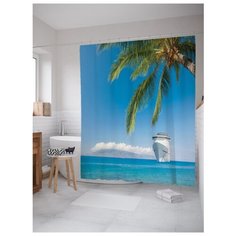 Штора для ванной JoyArty Круизный лайнер прибывает 180х200 голубой