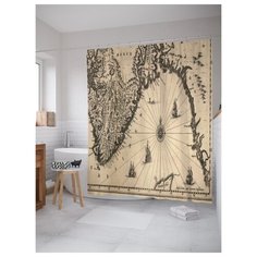 Штора для ванной JoyArty Древняя карта южной части Норвегии 180х200 бежевый
