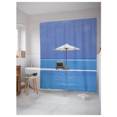 Штора для ванной JoyArty Загар посреди моря 180х200 голубой