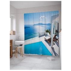 Штора для ванной JoyArty Бескрайние реки за бассейном 180x200 белый/голубой
