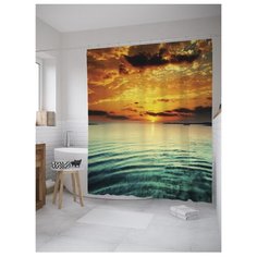 Штора для ванной JoyArty Загадочное морское утро 180х200 оранжевый/синий