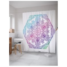 Штора для ванной JoyArty Абстрактные узоры с глазами 180x200 разноцветный