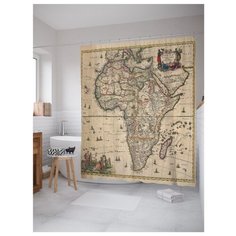 Штора для ванной JoyArty Старая карта Африки 180x200 бежевый
