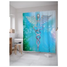 Штора для ванной JoyArty Крылатый меч со змеей 180х200 голубой