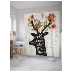 Штора для ванной JoyArty Люблю что ты делаешь 180х200 белый/черный