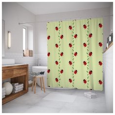 Штора для ванной JoyArty Дороги для божьих коровок 180х200 бежевый/красный