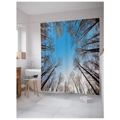 Штора для ванной JoyArty Лес ждет гостей 180x200 голубой/коричневый