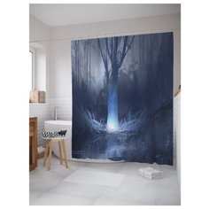 Штора для ванной JoyArty Дерево со светящимся корнем 180x200 синий