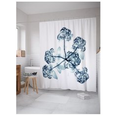 Штора для ванной JoyArty Цветут пока не поздно 180x200 белый/синий