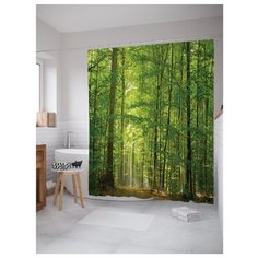 Штора для ванной JoyArty Среди густого леса 180x200 зеленый