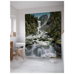 Штора для ванной JoyArty Вода камень точит 180x200 зеленый/белый