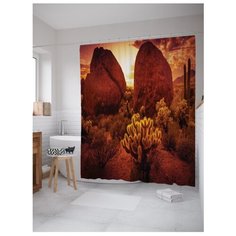 Штора для ванной JoyArty Маленький кактус прячется 180х200 коричневый