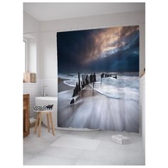 Штора для ванной JoyArty Куски затонувшего корабля 180x200 серый