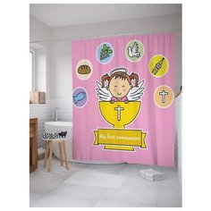 Штора для ванной JoyArty Мои первые причастия 180х200 розовый