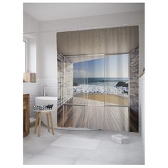 Штора для ванной JoyArty Морская комната 180х200 разноцветный