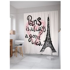 Штора для ванной JoyArty Париж -всегда хорошая идея 180x200 (sc_11331) белый/черный/розовый