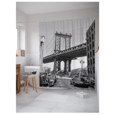 Штора для ванной JoyArty Мост Джорджа Вашингтона 180х200 серый/черный