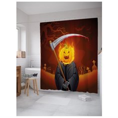 Штора для ванной JoyArty Пламенный Джек-фонарь 180x200 желтый/оранжевый/красный