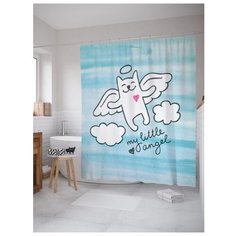 Штора для ванной JoyArty Мой маленький ангел 180x200 белый/голубой